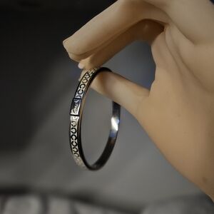 COACH -White enamel bangle Bracelet | Silver-Plated C Logo| Y2K